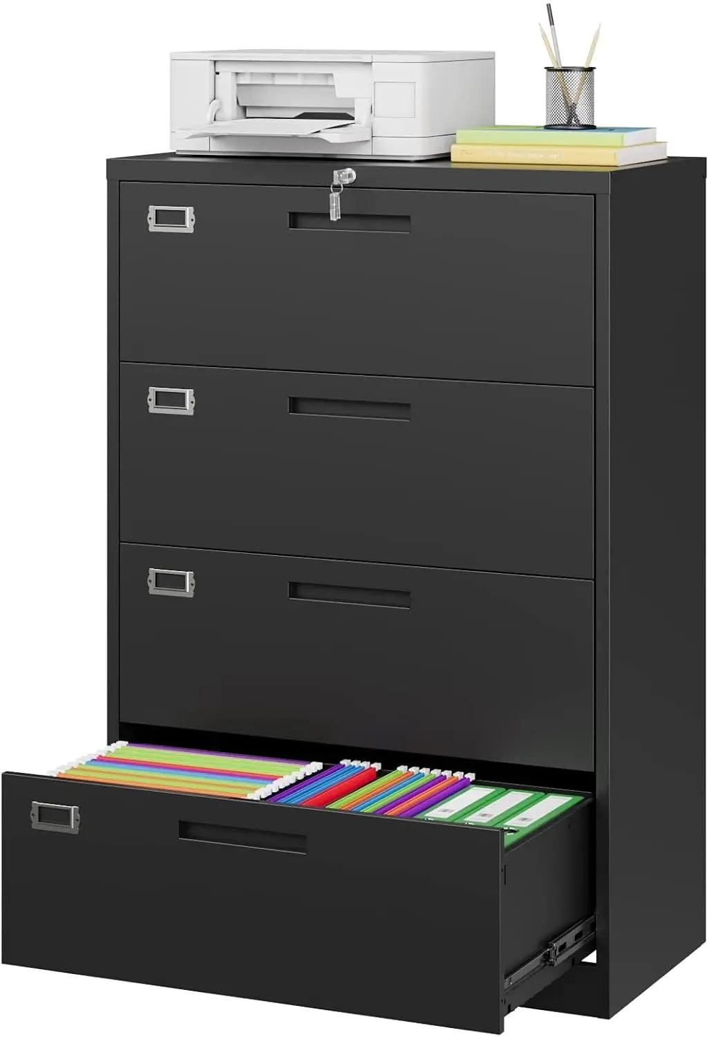 Lateral 4-Drawer Locking Filing Cabinet