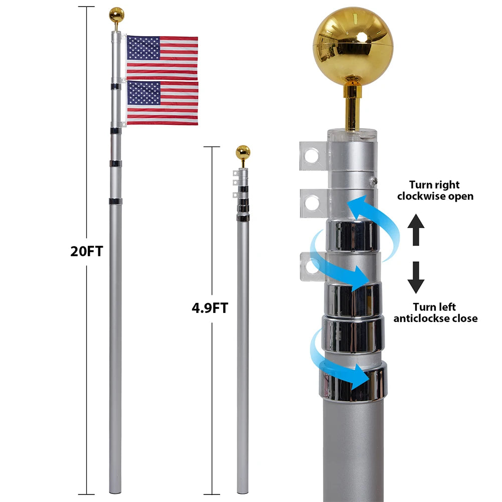 HiMISSH Heavy Duty Outdoor Flag Pole For In Ground Use