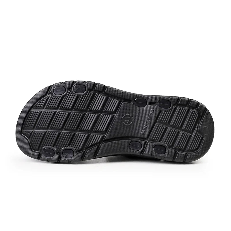 SUOJ Men Leather Sandals Outdoor Casual Beach Slippers