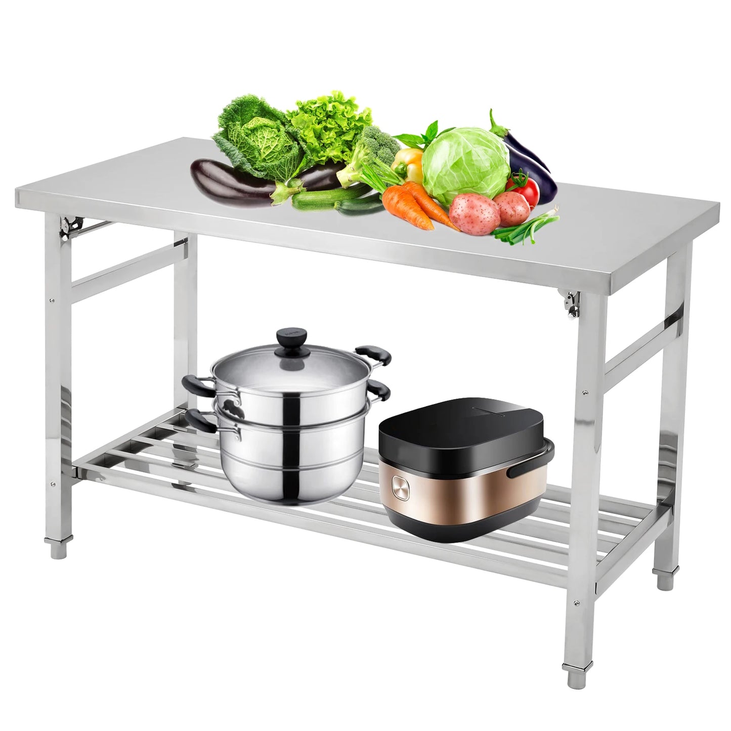 Stainless Steel Prep Table Commercial Heavy Duty Folding Work Table