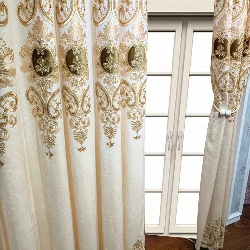 CN Zhejiang Chenille Embroidered Bedroom Curtain 2 Piece Set