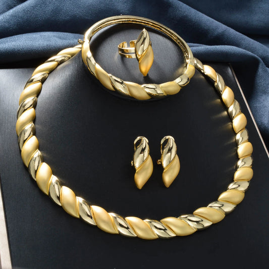 Dubai Luxury Jewelry Set Necklace Ring Earrings Bracelet For Women