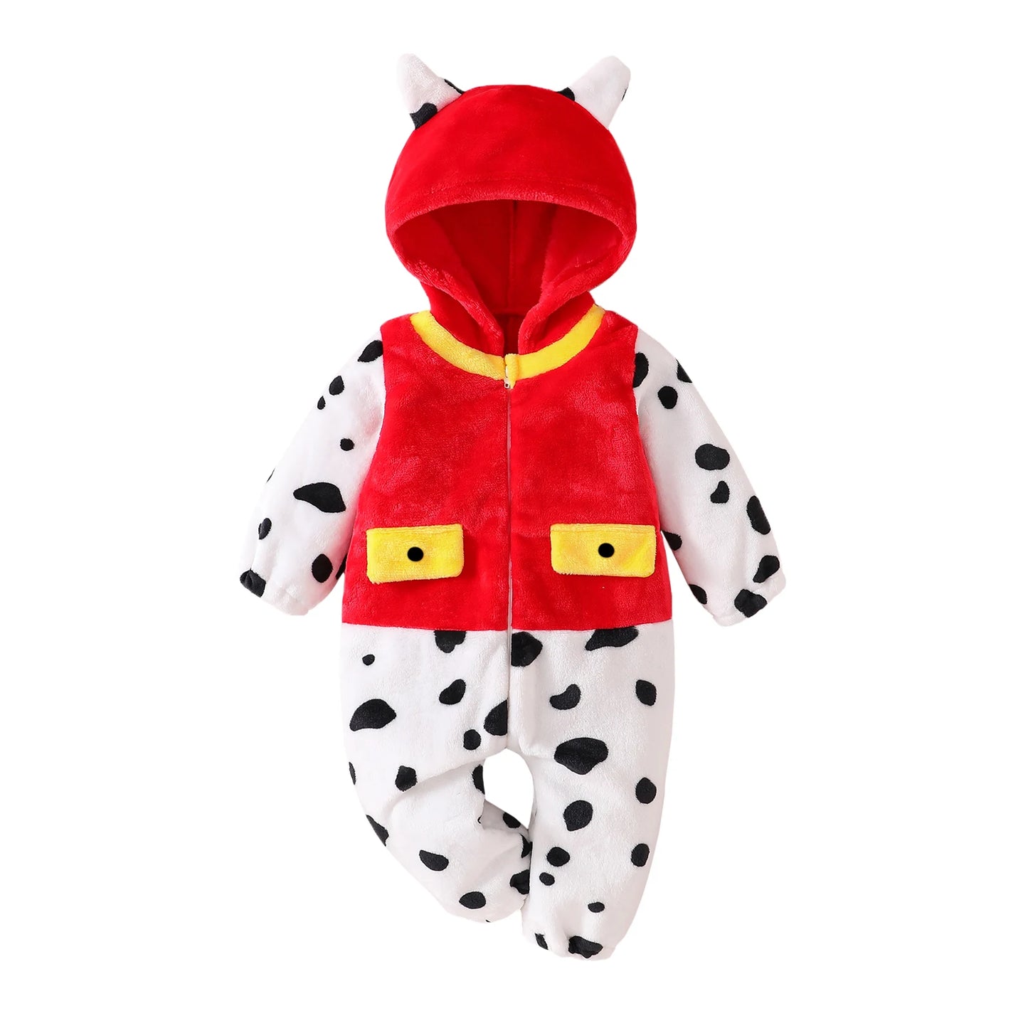 Baby Halloween Cat Costume Fleece Jumpsuit With Hoodie Zipper