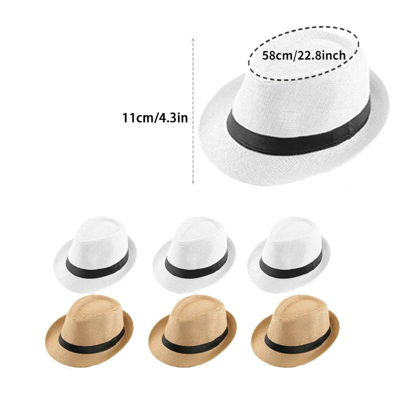 XMSJ Straw Fedora Hat Unisex Panama Rollup Wedding