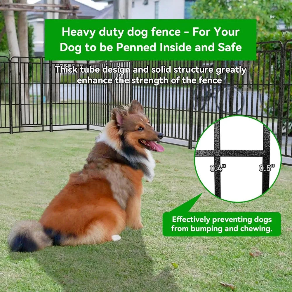 Heavy Duty Dog Playpen Portable Fence Solid Iron Crossbars RV Camping