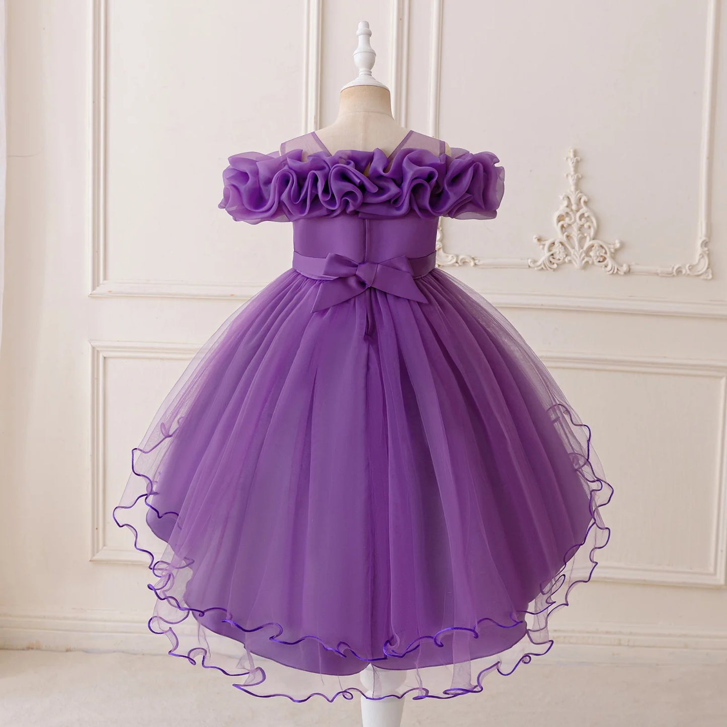 Toddler Girls Floral Print Sleeveless Tulle Dress With Ruffles
