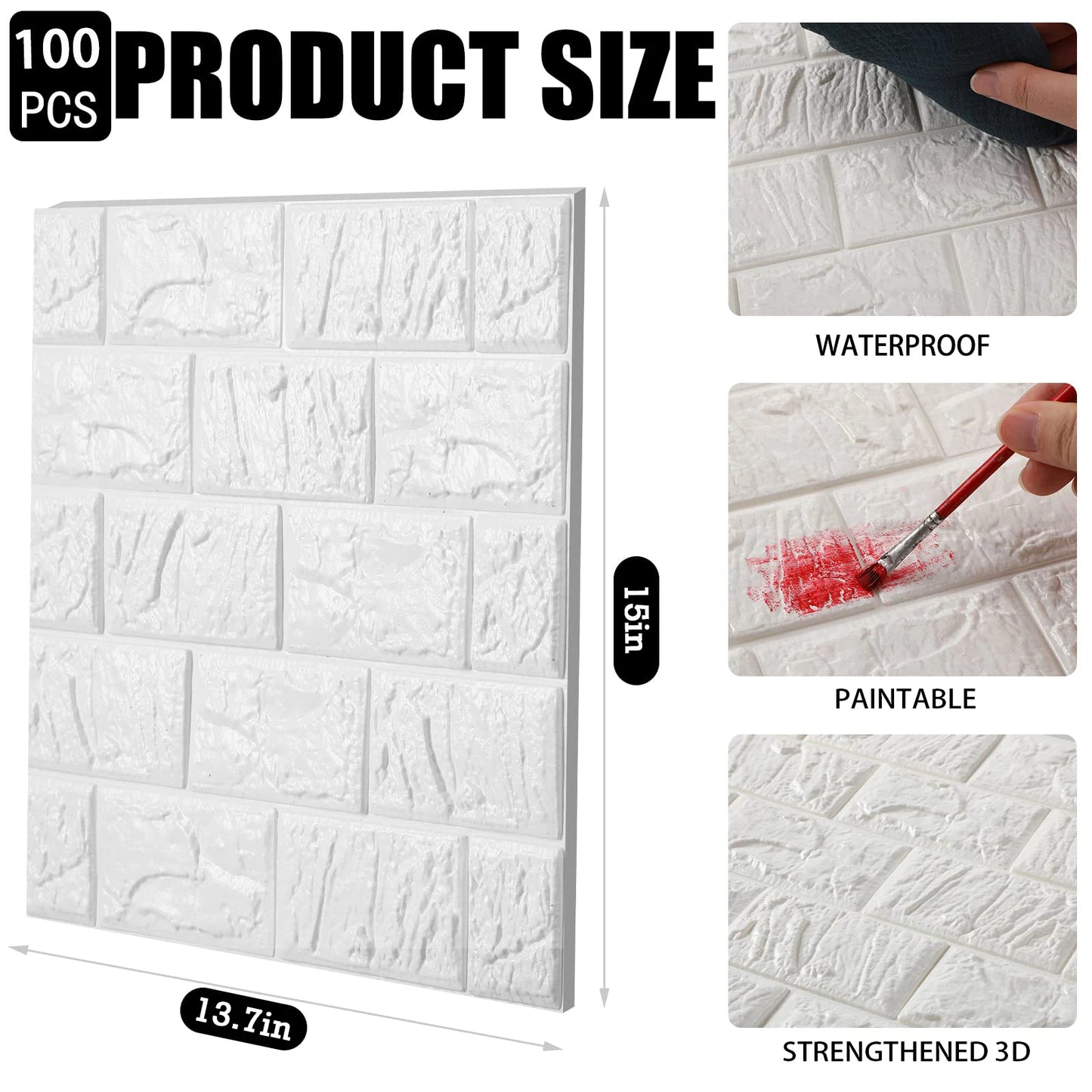 3D Peel And Stick Wall Panels 100 Piece Set