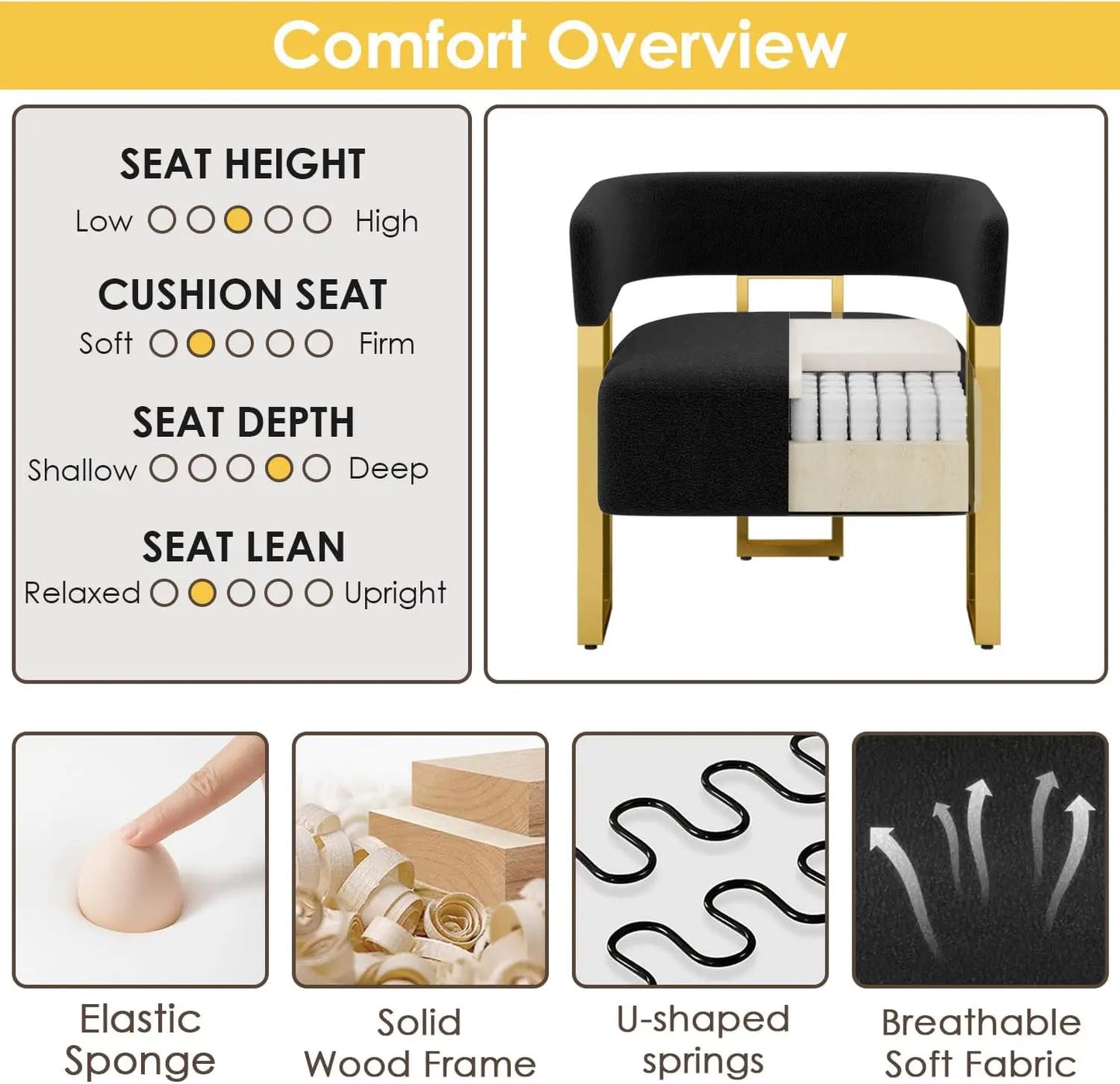 Modern Boucle Accent Chair Set Of 2 For Living Room And Bedroom
