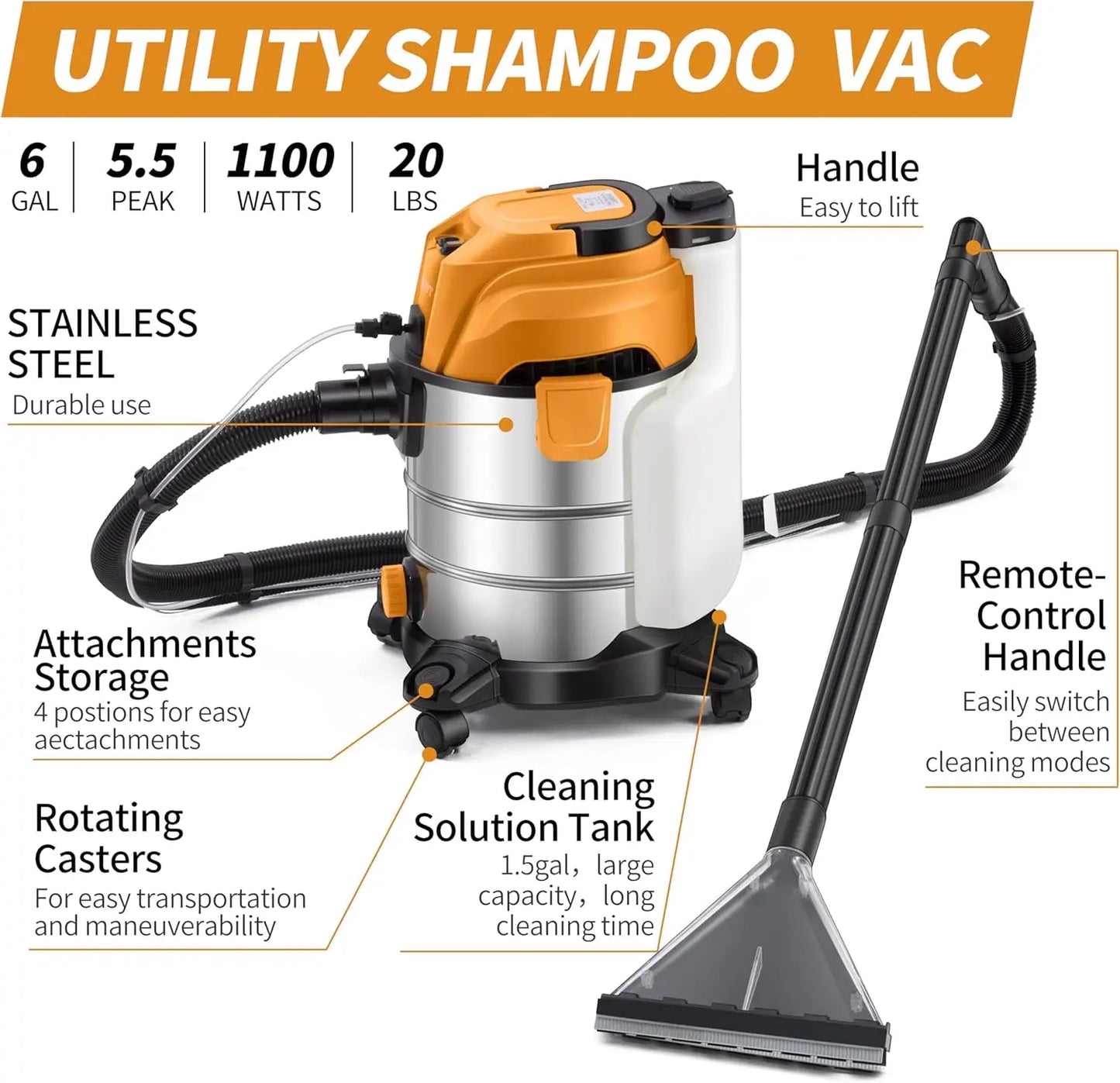 Shxih Shop Vacuum Wet Dry 3 In 1 Upholstery Car Detailing