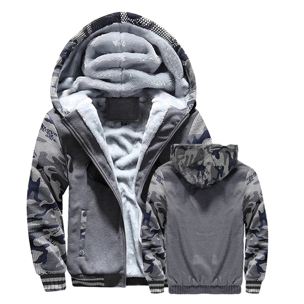 Realxizicn Men Winter Jacket Warm Fleece Hooded Coat Zipper