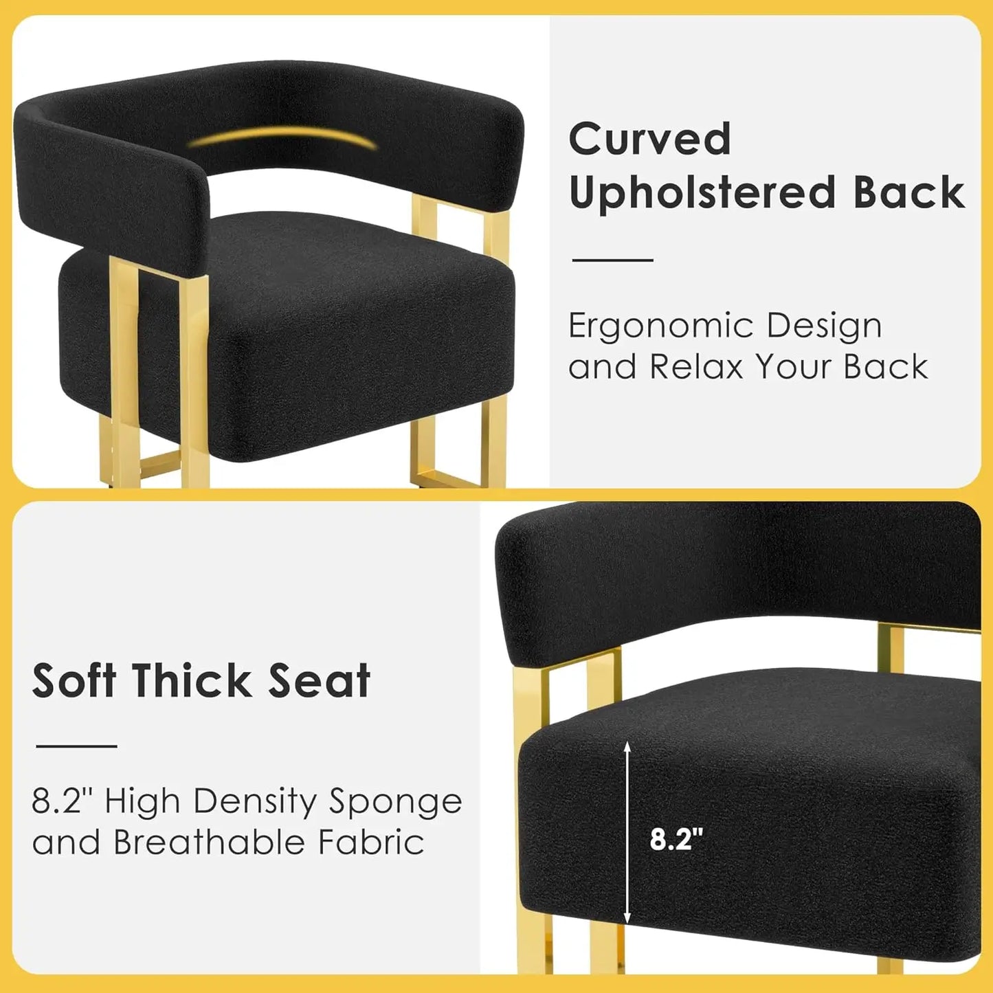 Modern Boucle Accent Chair Set Of 2 For Living Room And Bedroom