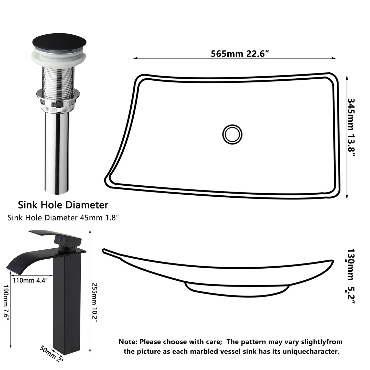 Yanksmart Bathroom Vessel Sink With Faucet Combo Above Counter