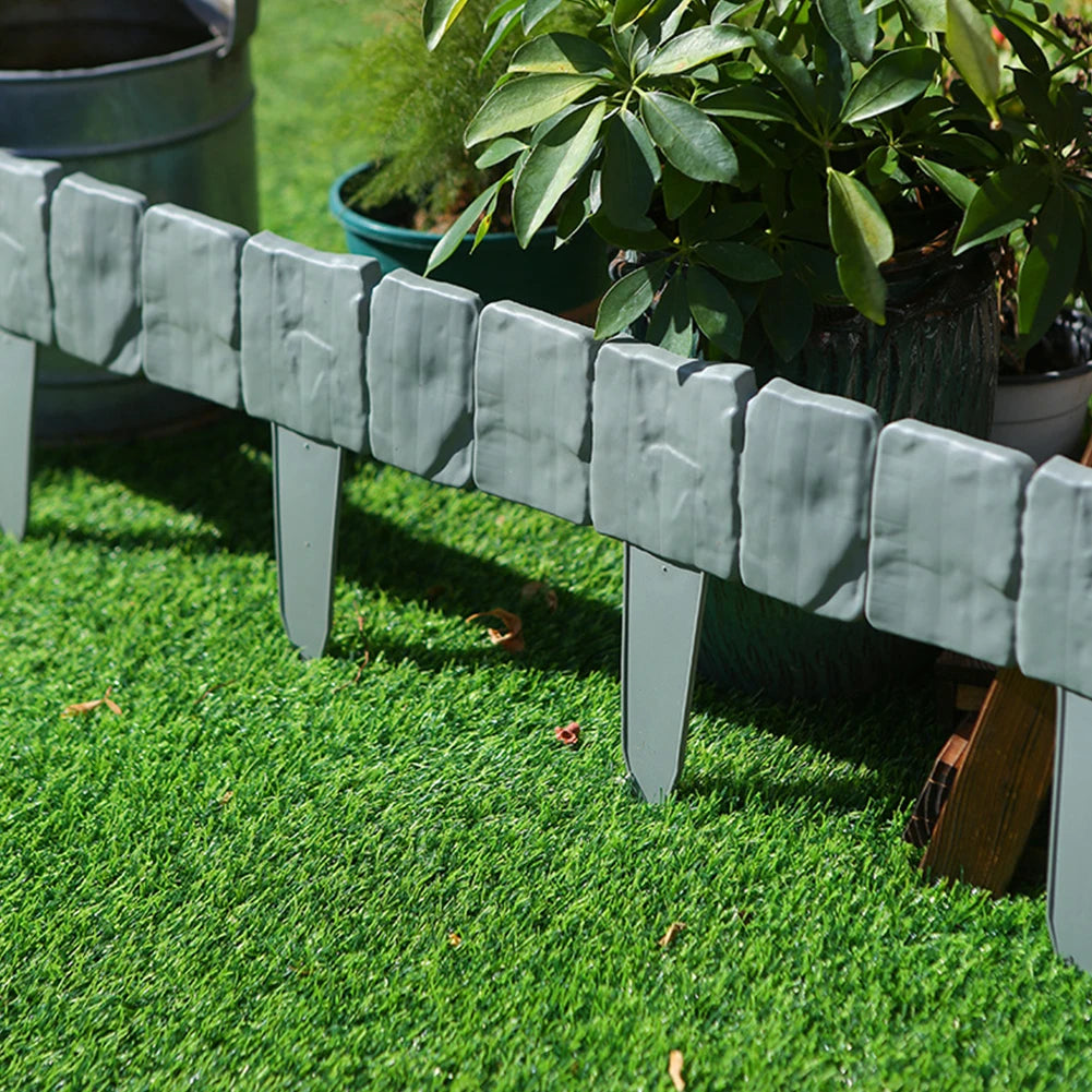 Garden Edging Border Imitation Stone Plastic Cobblestone Fence Patio Decor