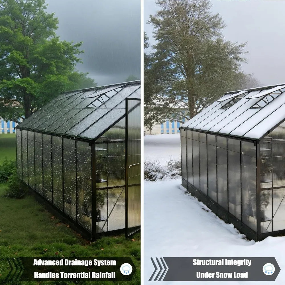 Cover Outdoor Walk-In Polycarbonate Greenhouse with Quick Assembly