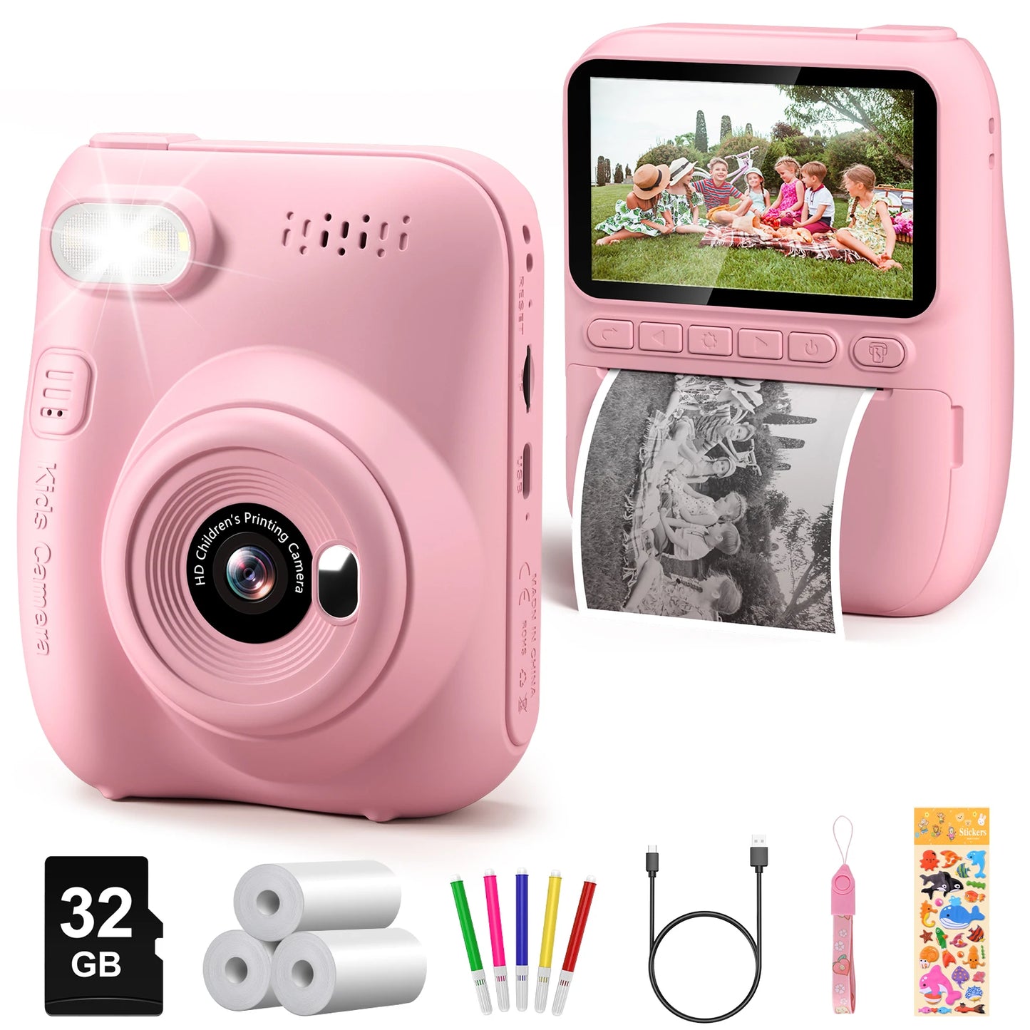 DIAMOOKYCN Instant Print Kids Camera 32MP HD 1080P