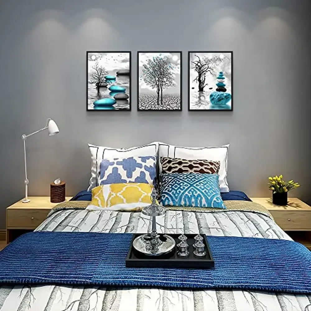 XMSJ 3-Piece Framed Canvas Wall Art Set For Living Room