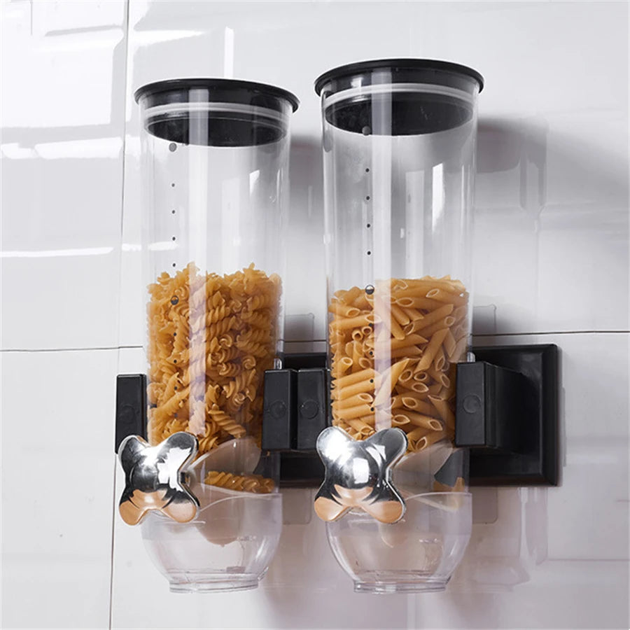 Wall Mounted 2 Barrel Cereal Dispenser For Grains And Coffee Beans