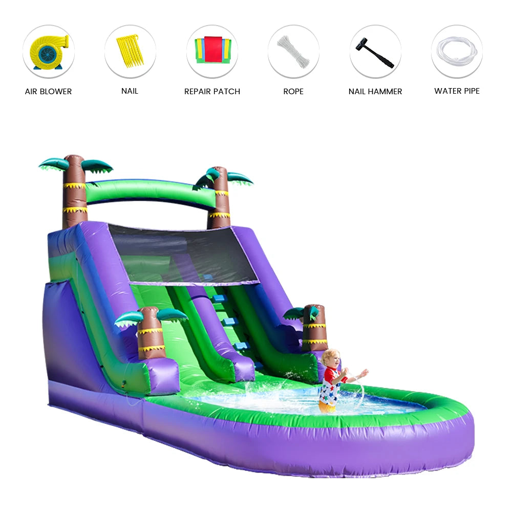 RTS Inflatable Tropical Water Slide Bounce House for Kids