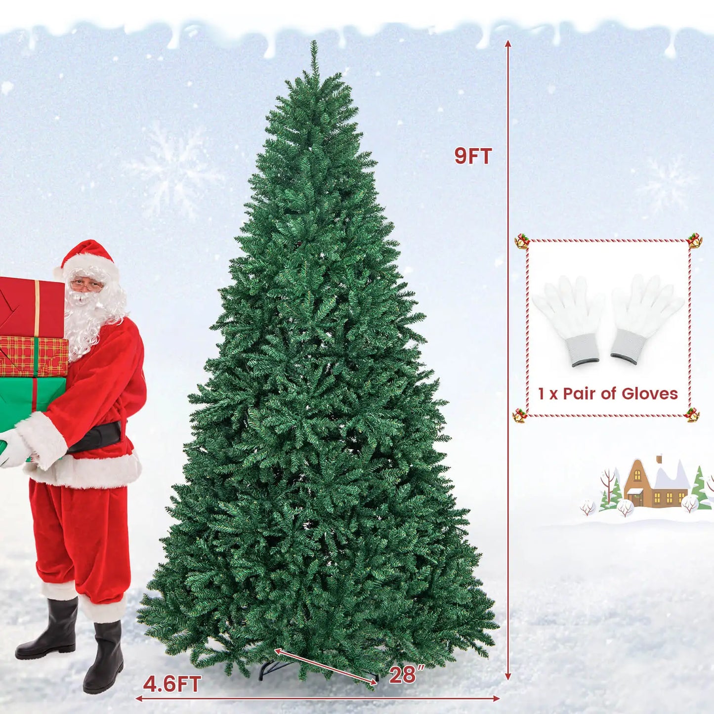LIFEZEA Artificial Christmas Tree Hinged Full Fir Bushy Structure