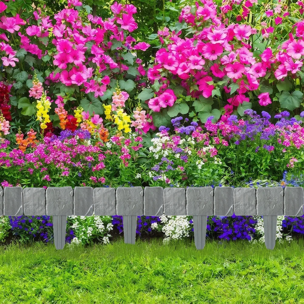 Garden Edging Border Imitation Stone Plastic Cobblestone Fence Patio Decor