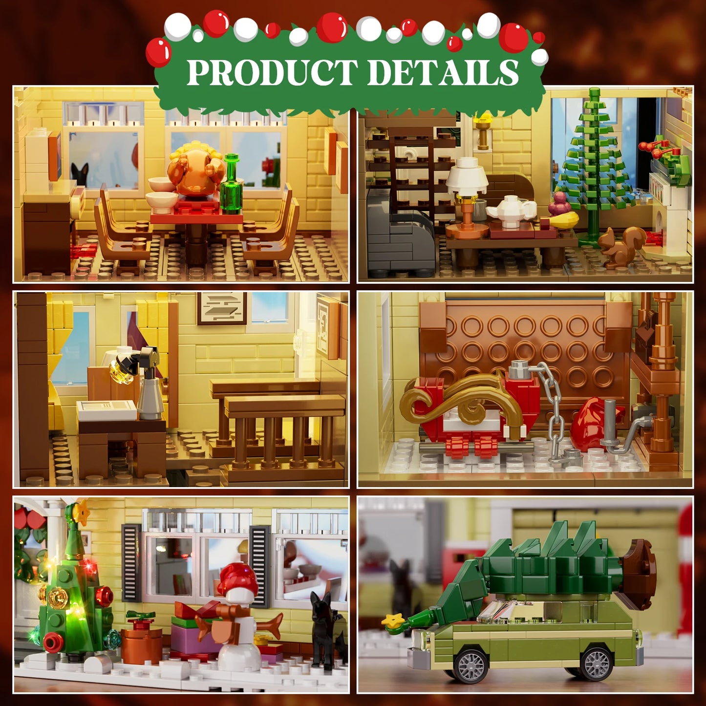 Christmas Snow Village Building Set With Clarks Car