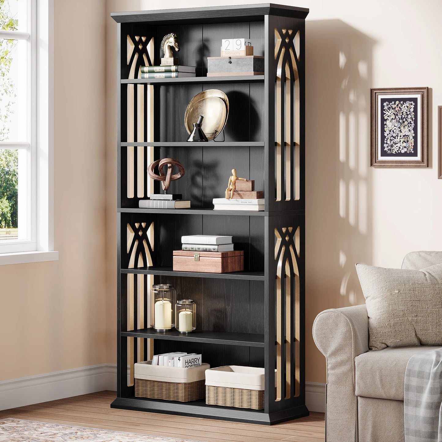 Tribesigns 6-Tier Bookshelf Freestanding Wood Bookcase