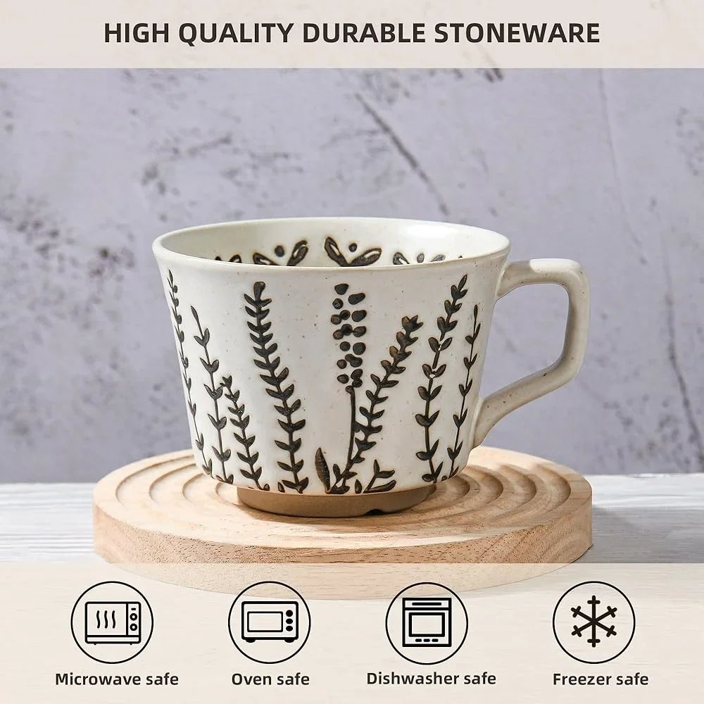 XMSJ Unique Ceramic Mugs Set 4 Nature Inspired Teacups