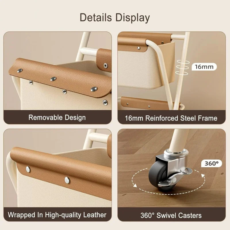 QIFANGHE 2-Tier Foldable Laundry Basket With Swivel Wheels