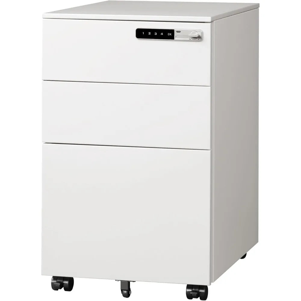 XMSJ 3-Drawer Lockable File Cabinet, Fully Assembled Metal