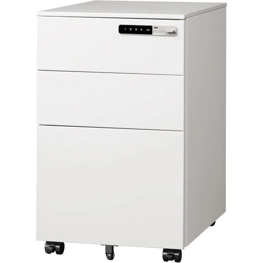 XMSJ 3-Drawer Lockable File Cabinet, Fully Assembled Metal