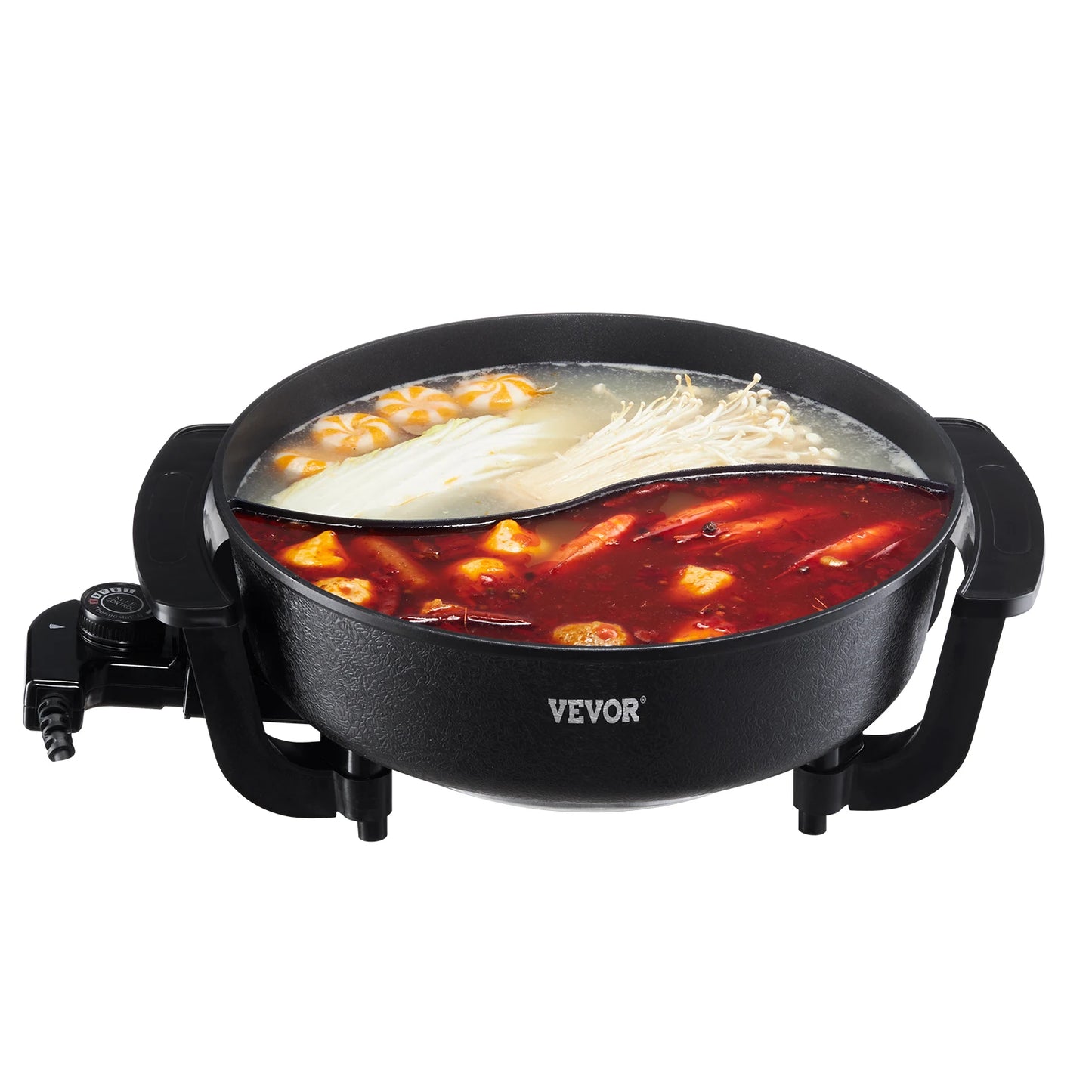 SucceBuy Double-Flavor Nonstick Electric Hot Pot Shabu Shabu Cooker
