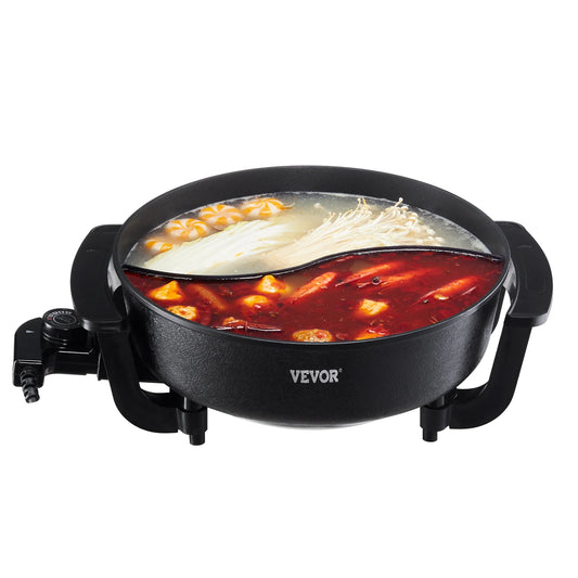 SucceBuy Double-Flavor Nonstick Electric Hot Pot Shabu Shabu Cooker