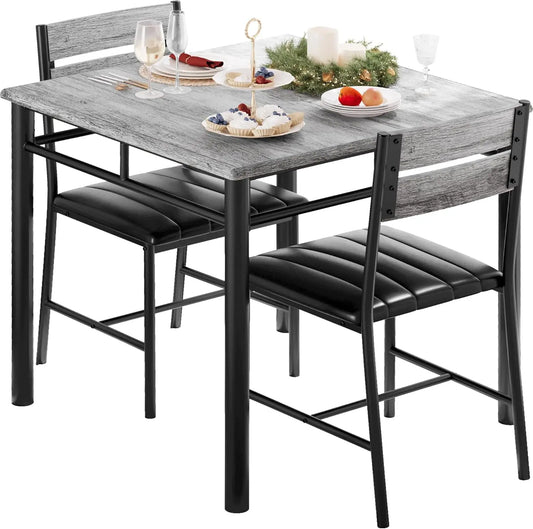 Ironck Dining Table Set for Two With Upholstered Chairs