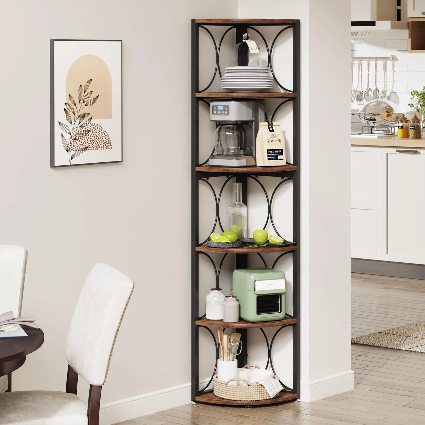 Tribesigns Tall Corner Bookcase 6 Shelf Storage Rack