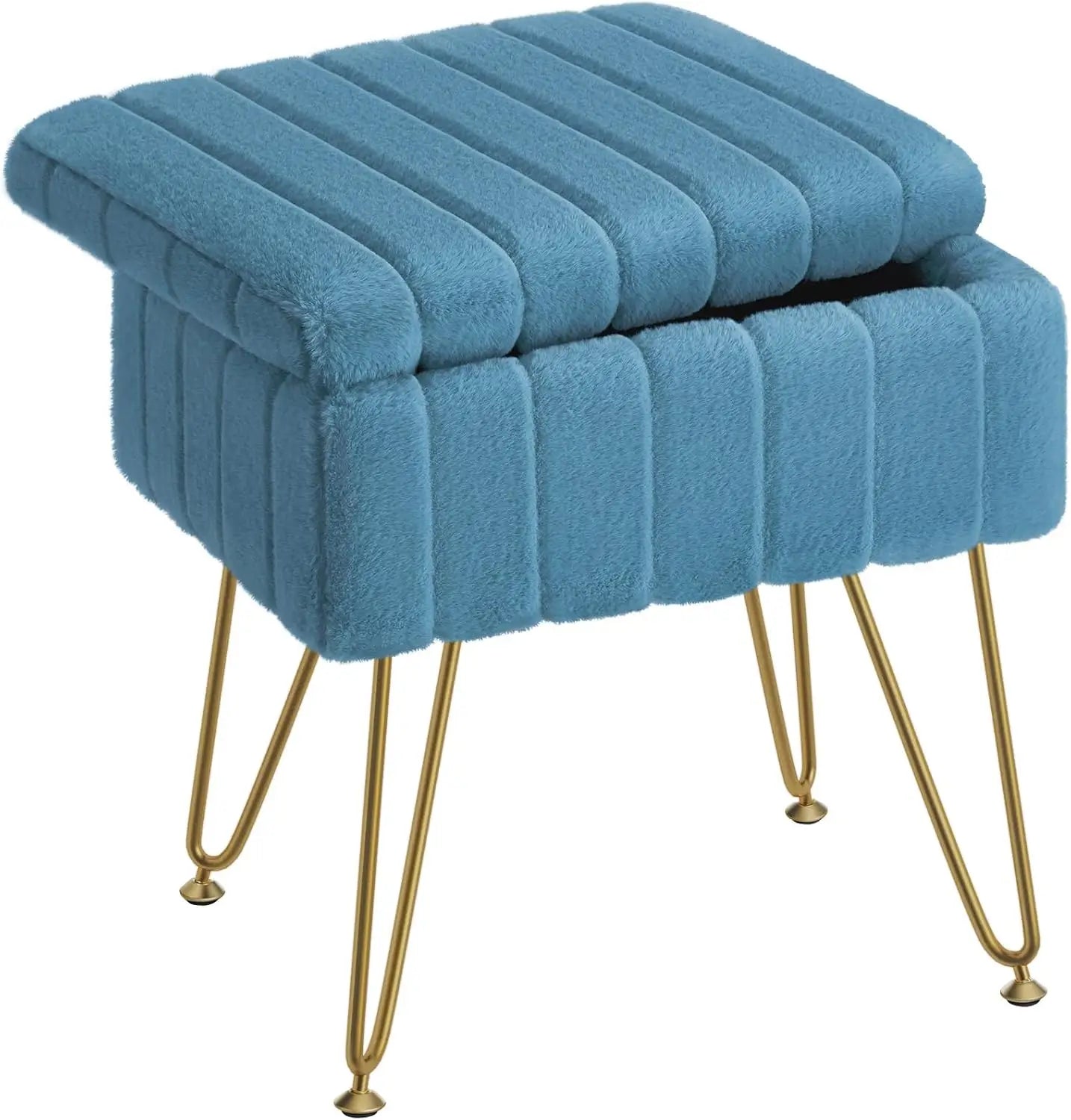XIUWO Greenstell Faux Fur Vanity Stool With Storage