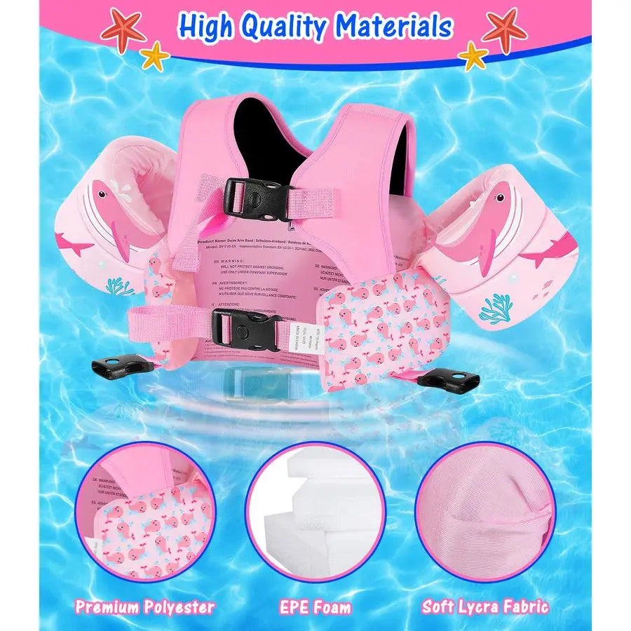 Cartoon Toddler Swim Vest With Crotch Strap Water Wings