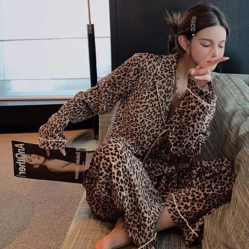 Korean Style Long Sleeve Pajama Set For Women Sleepwear Homewear