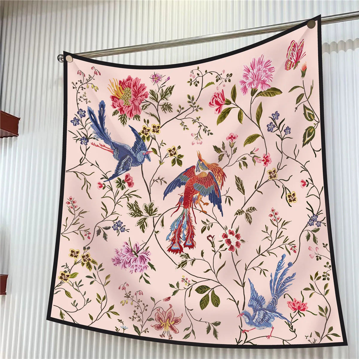 Floral Silk Twill Square Scarf Hijab Shawl For Women