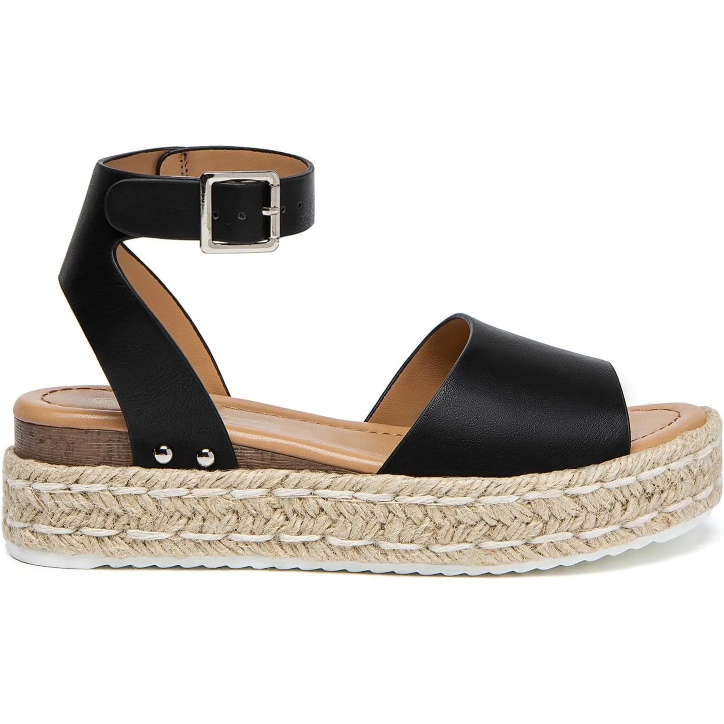 Athlefit Womens Platform Espadrille Wedge Sandals Open Toe Buckle