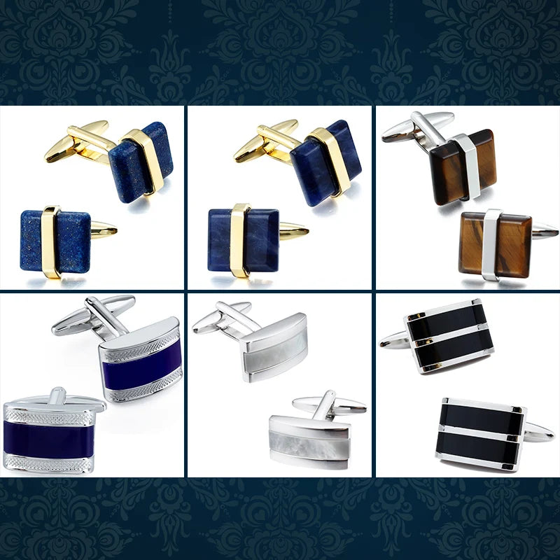 HAWSON Stone Cufflinks For Mens Shirt Luxury Jewelry