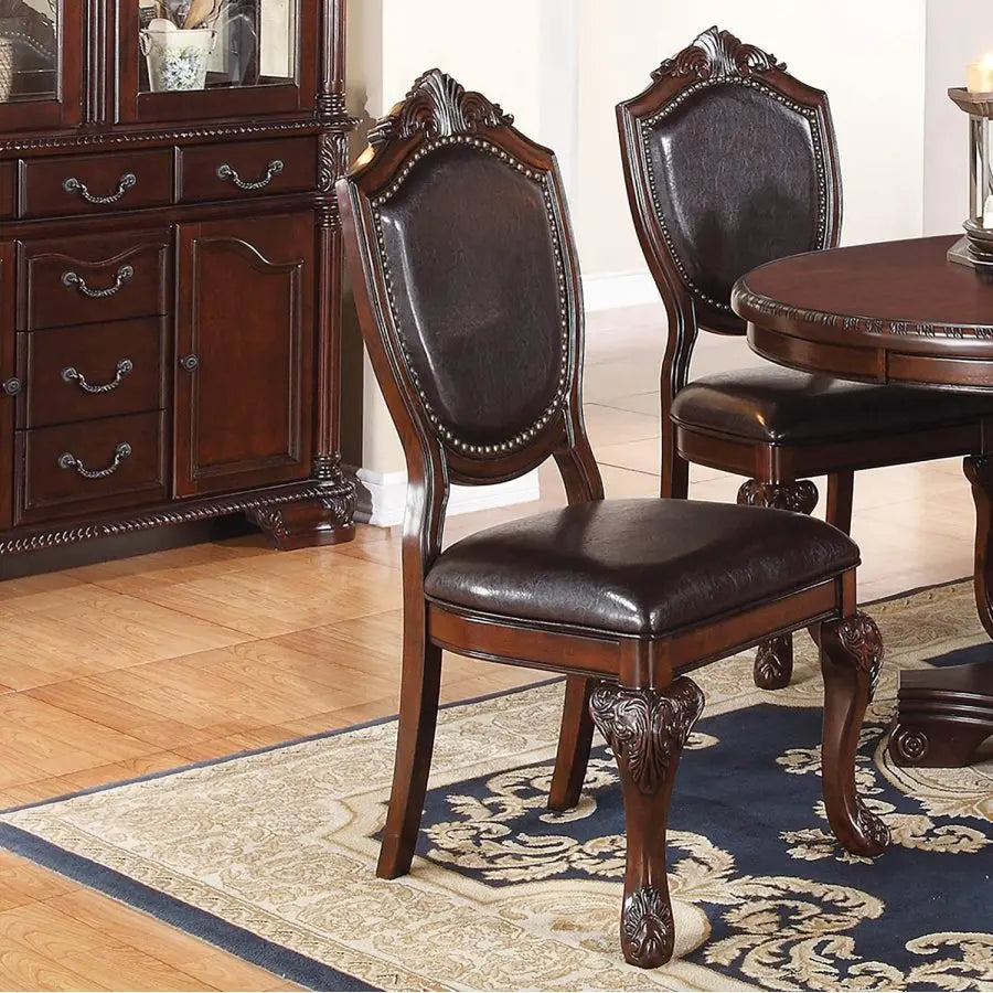5-Piece Round Dining Set With Classic Table And Upholstered Chairs
