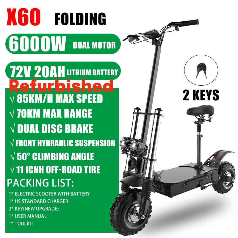 Jueshuai Outdoor Electric Scooter 48V-72V 1000W-6000W Off-Road Foldable