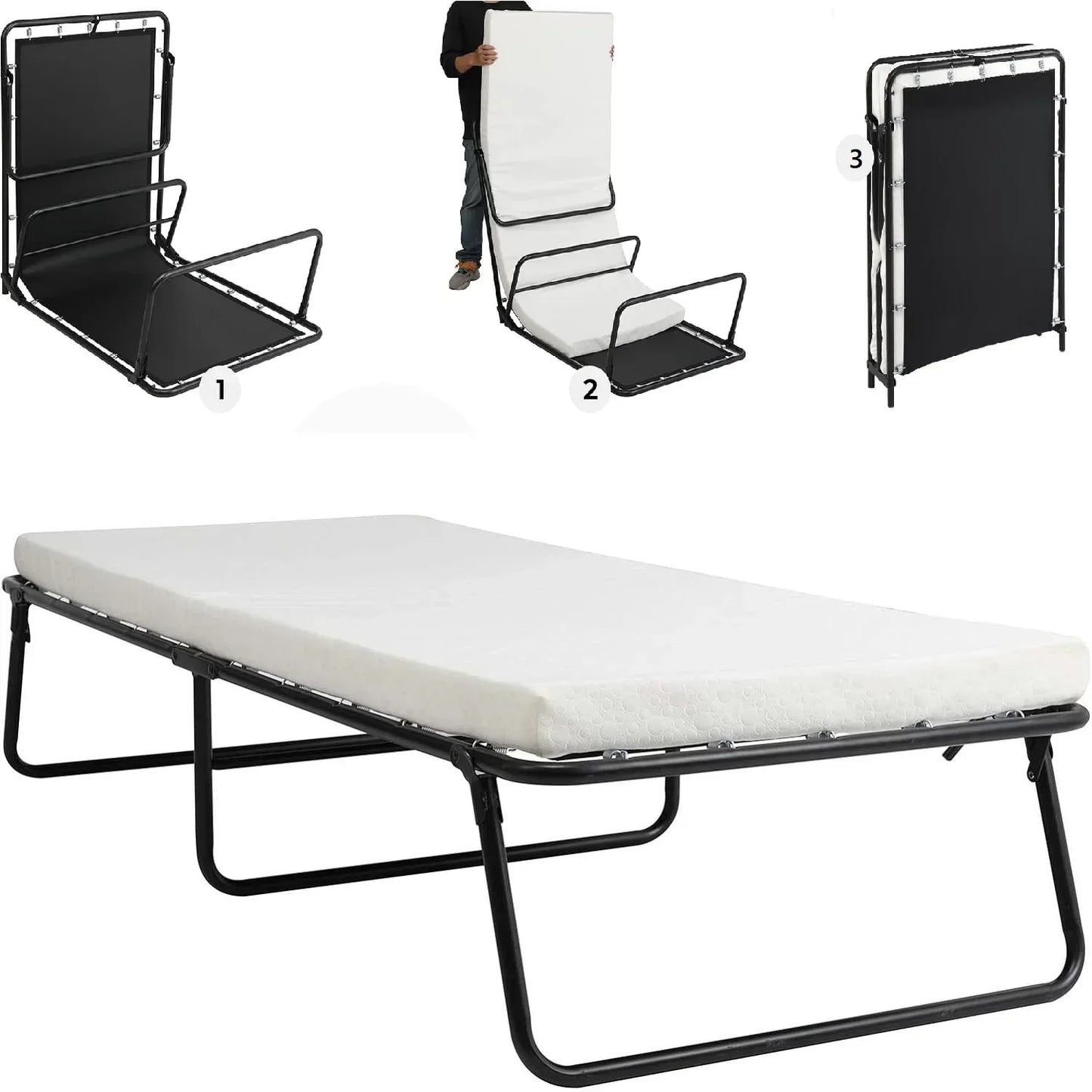 Foldable Memory Foam Guest Bed With Wheels For Office
