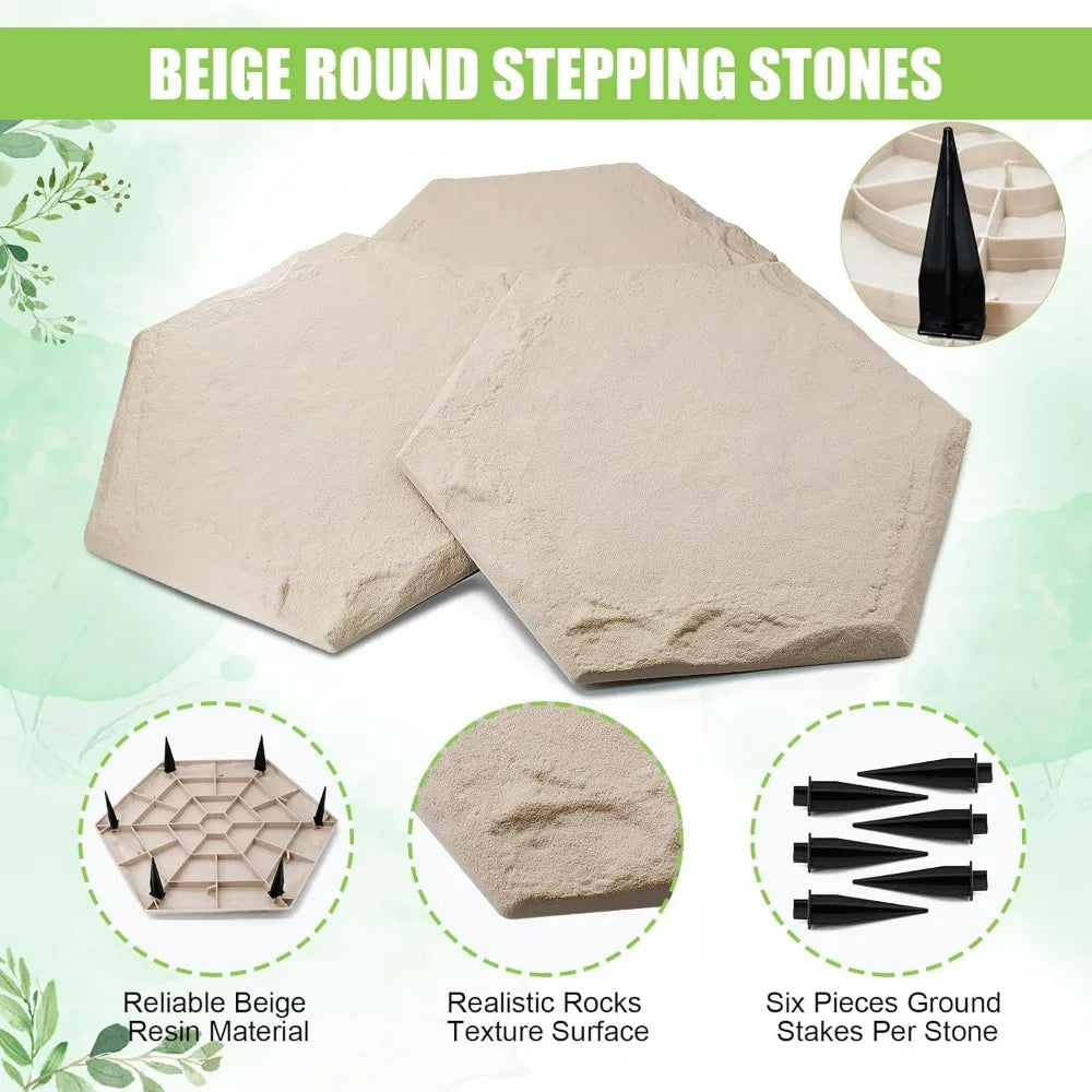 Color Garden Pathway Stepping Stones With Ground Stakes