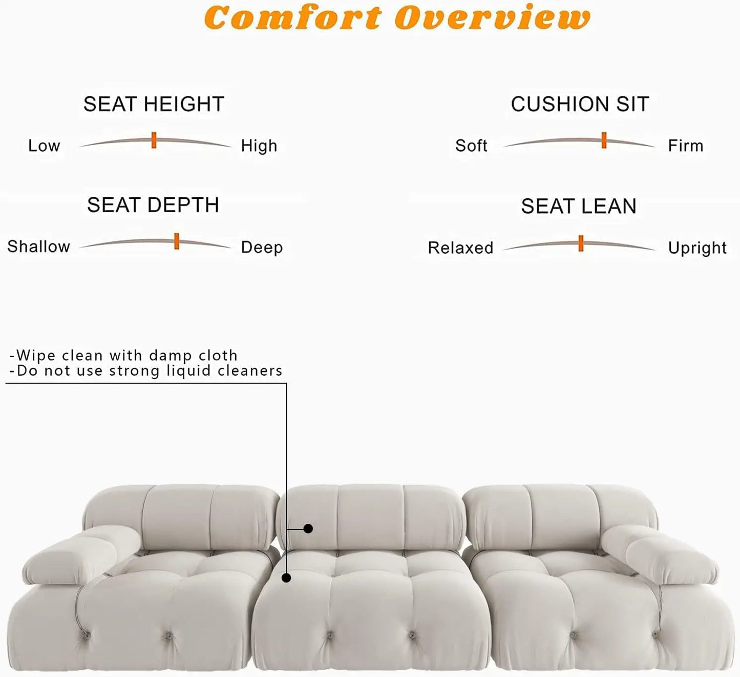 Sdorens Modern Velvet Modular Sectional Sofa 3 Seats