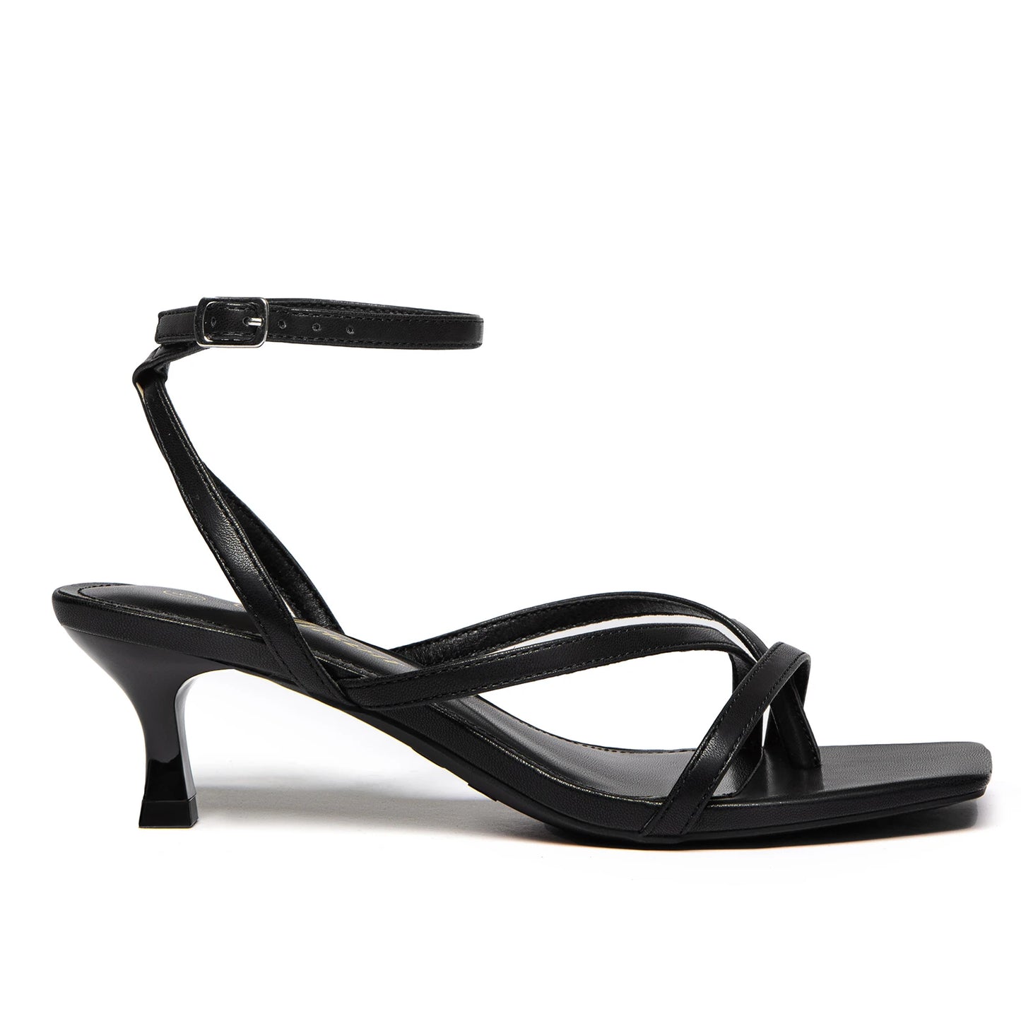 NONE Womens Strappy Kitten Heels Square Toe Sandals