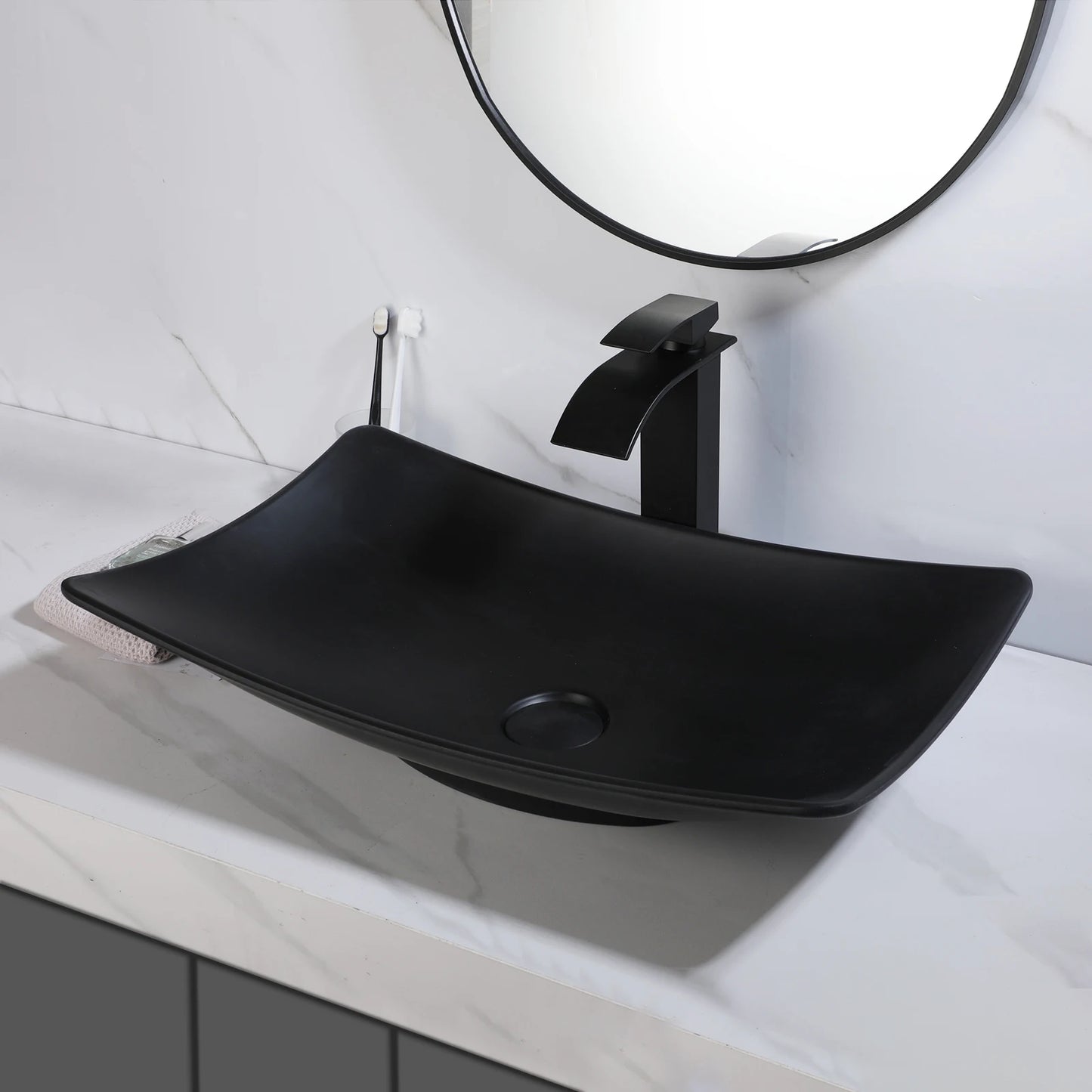 Yanksmart Bathroom Vessel Sink With Faucet Combo Above Counter