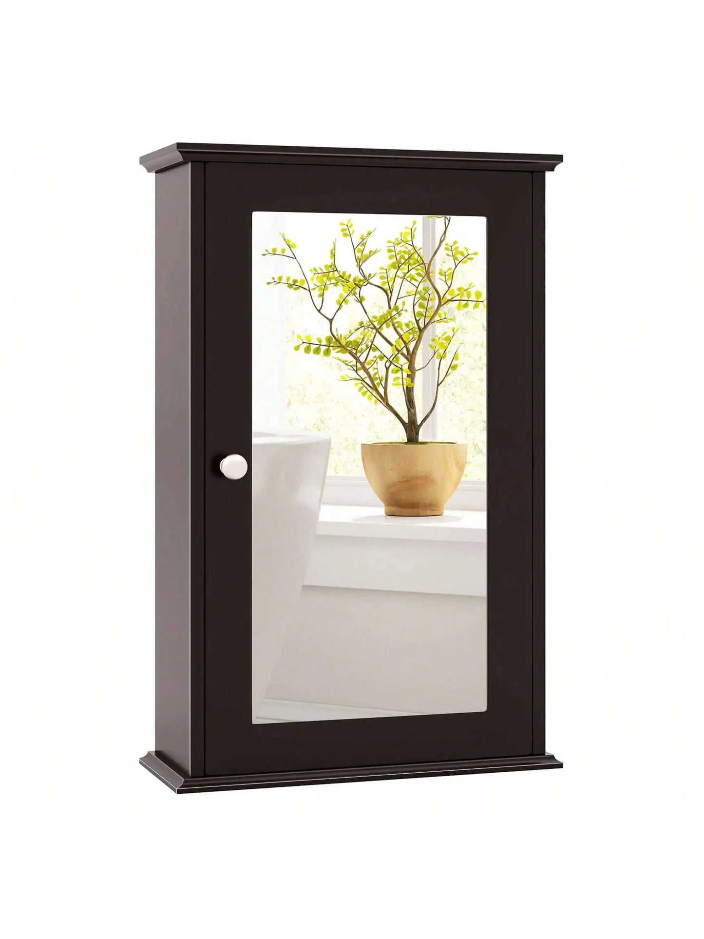 Lifezeal Bathroom Wall Cabinet Mirror Door Medicine Cabinet Wood Shelf