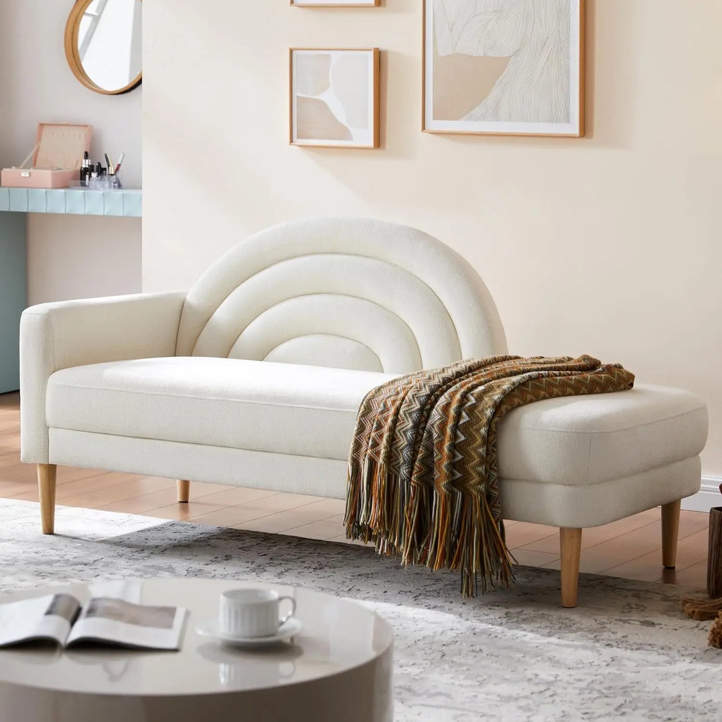 Indoor Chaise Lounge Chair With Right Armrest Upholstered Sofa Bed