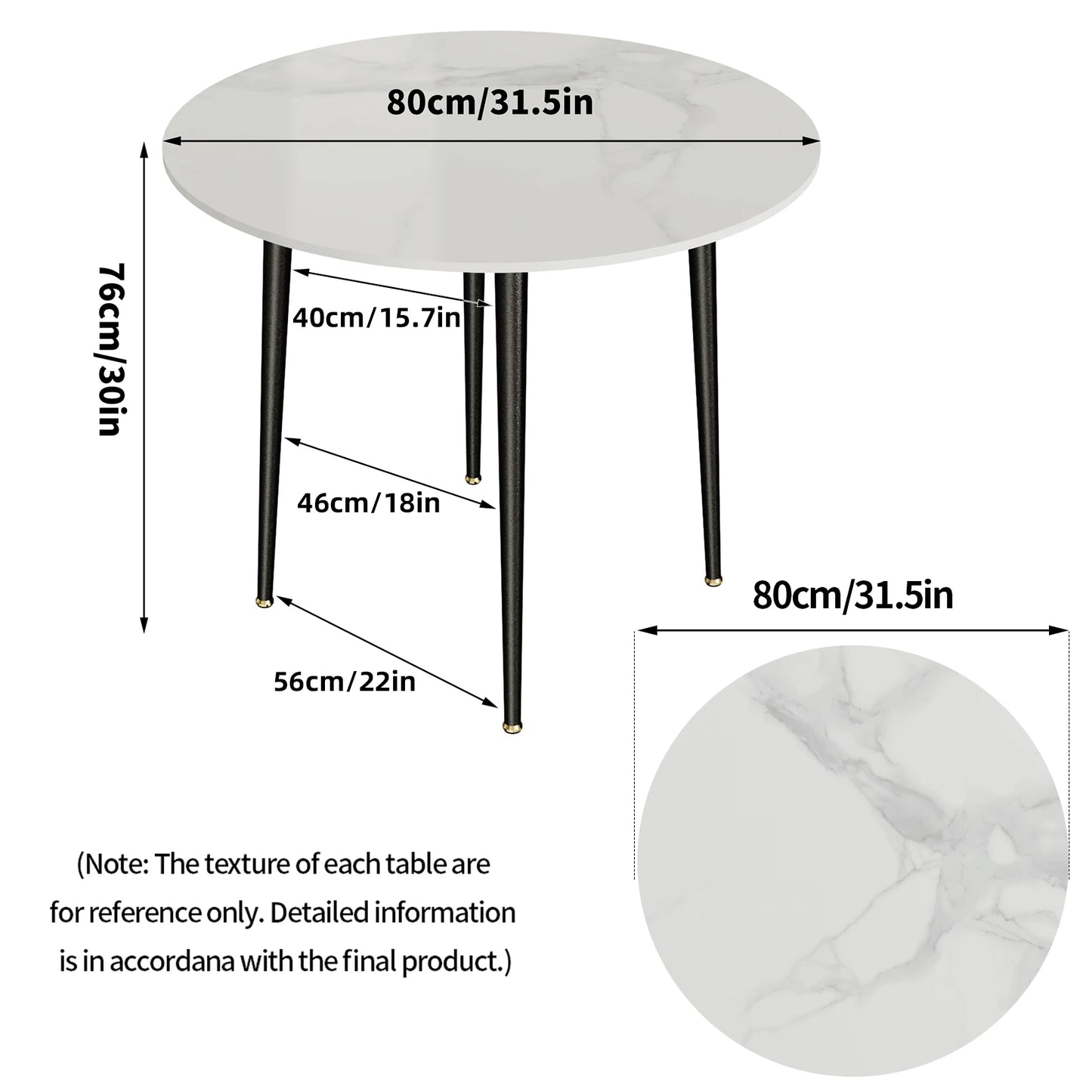 Sintered Stone Dining Table With Black Metal Legs